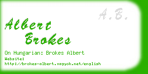 albert brokes business card